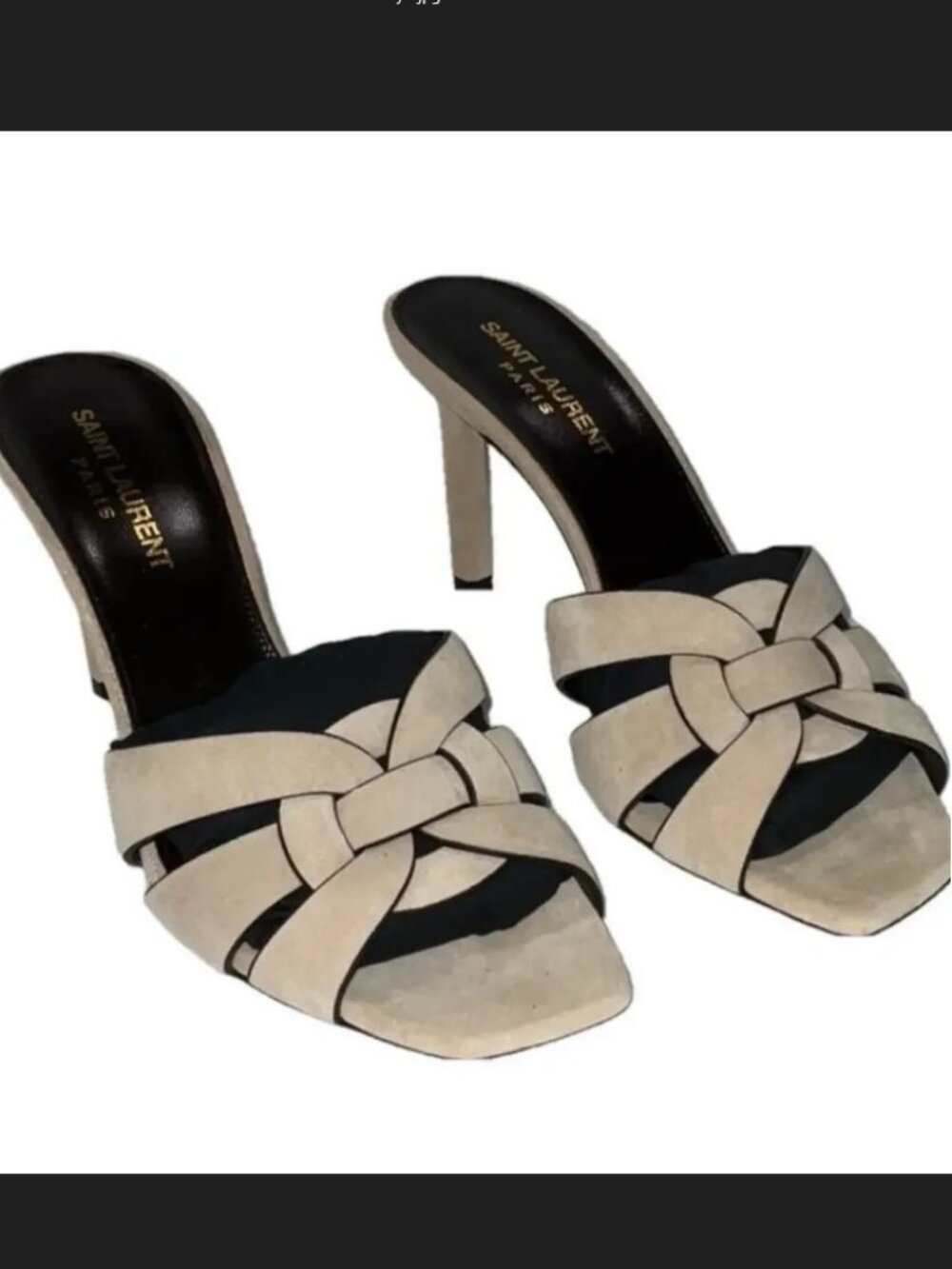 NEW SAINT LAURENT Tribute 85 Beige Women's Heeled Mules